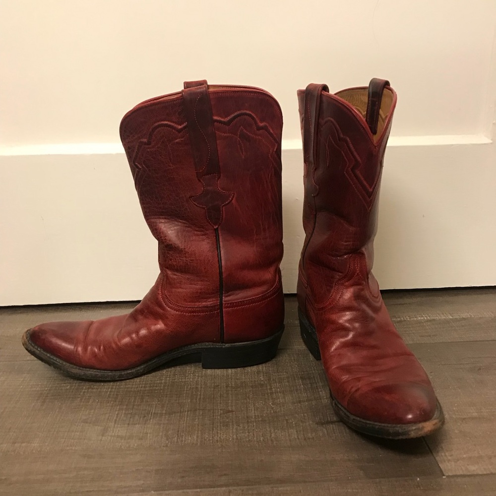 Lucchese women’s roper cowboy boots, red, size 7